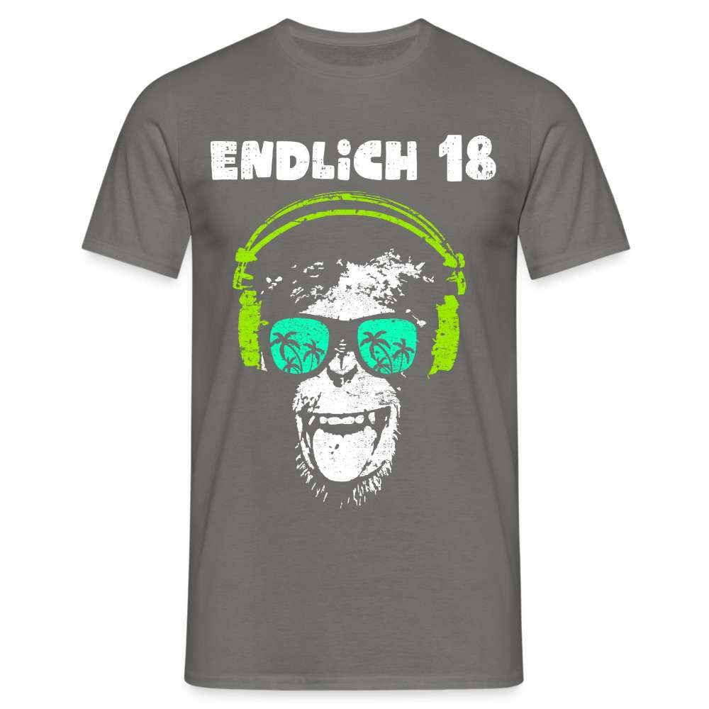 18. Geburtstag - Endlich 18 - Lustiger Affe Geburtstags Geschenk T-Shirt - Graphit