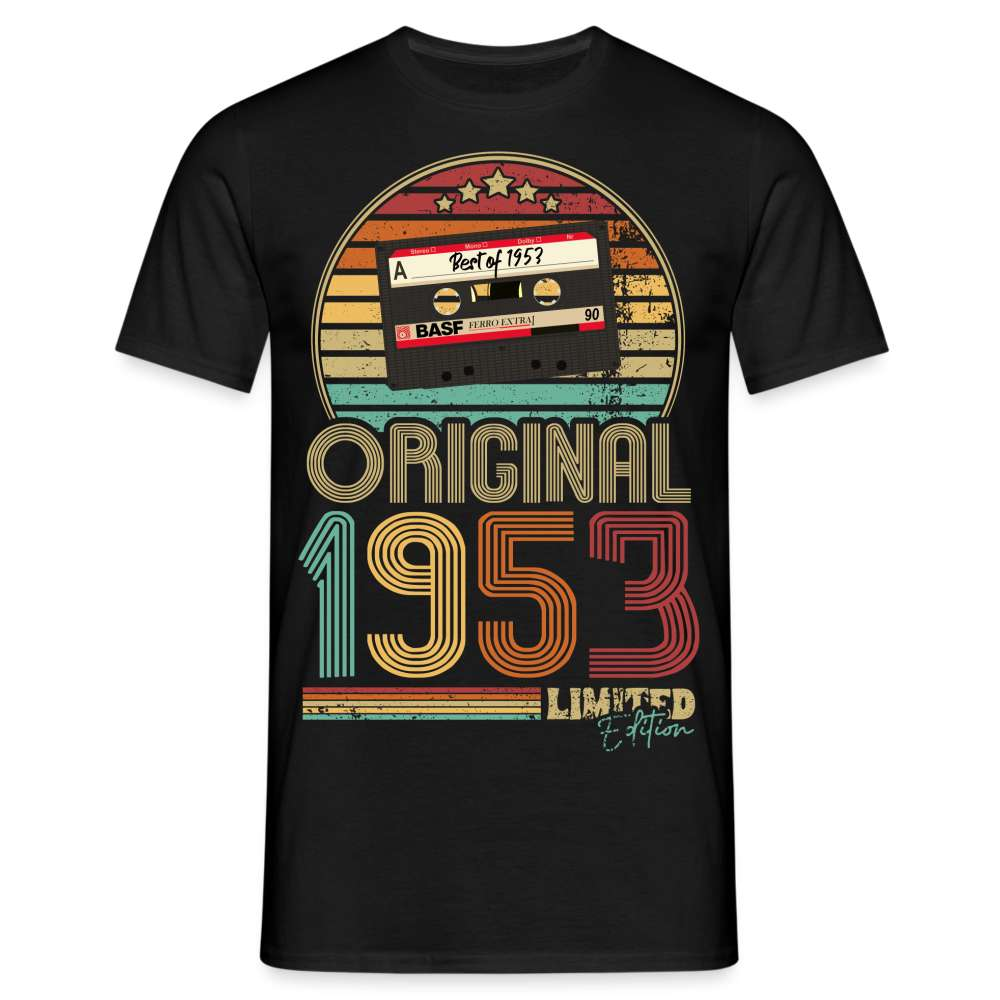 70. Geburtstag Geboren 1953 Retro Kassette Limited Edition Geschenk T-Shirt - Schwarz