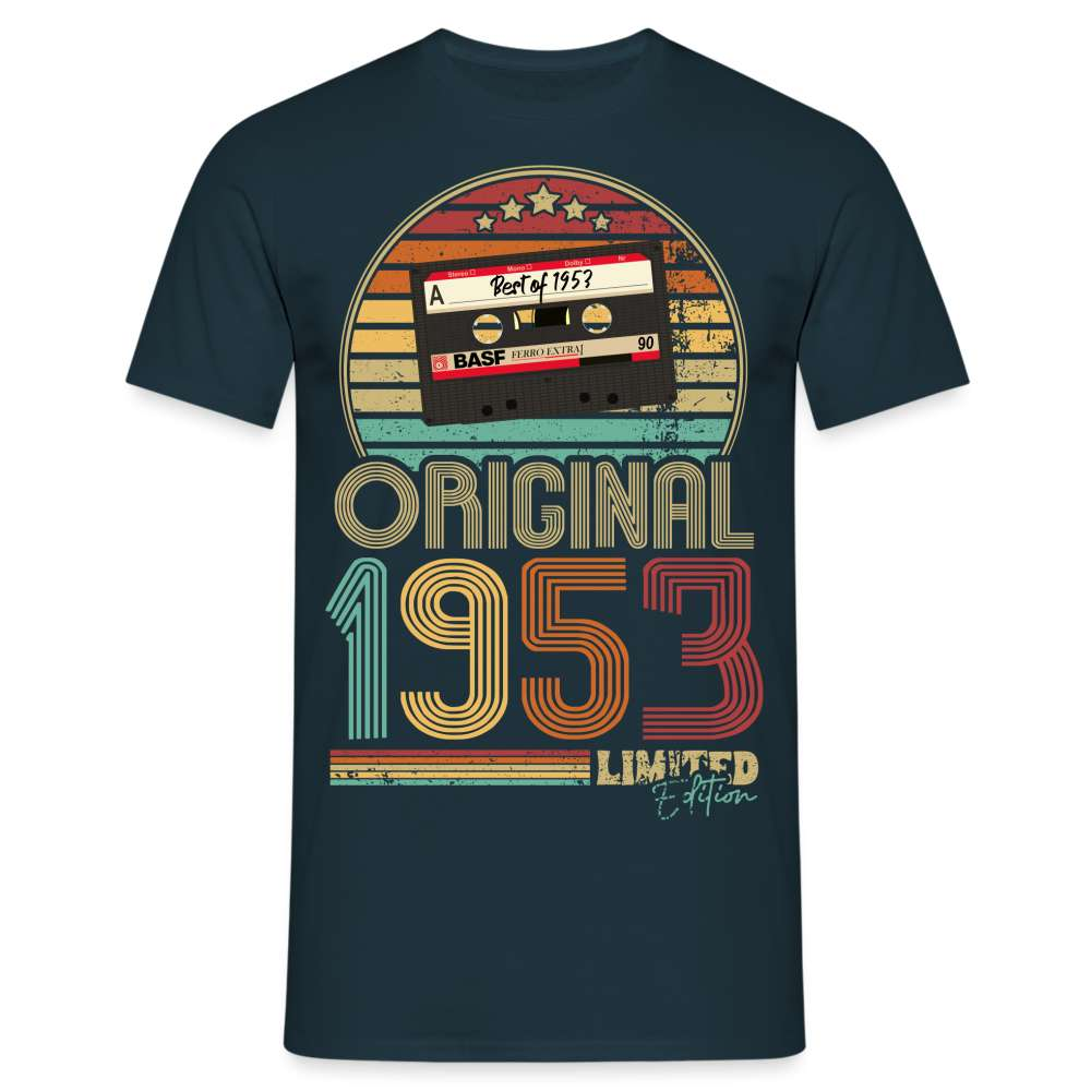 70. Geburtstag Geboren 1953 Retro Kassette Limited Edition Geschenk T-Shirt - Navy