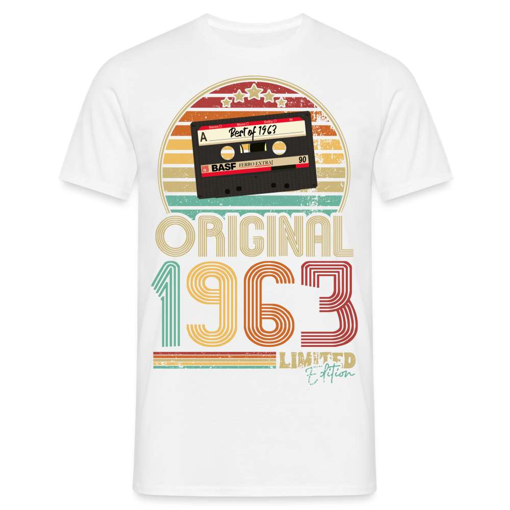 60. Geburtstag Geboren 1963 Retro Kassette Limited Edition Geschenk T-Shirt - weiß