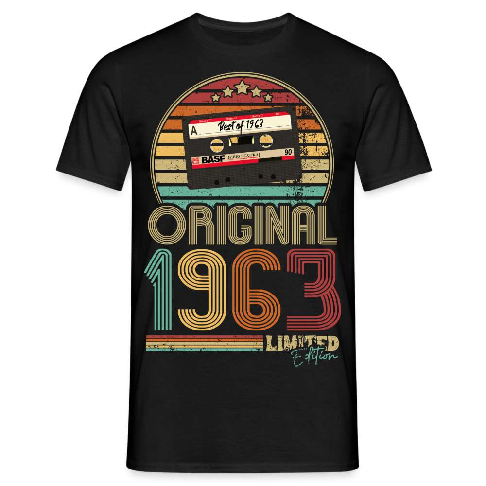 60. Geburtstag Geboren 1963 Retro Kassette Limited Edition Geschenk T-Shirt - Schwarz