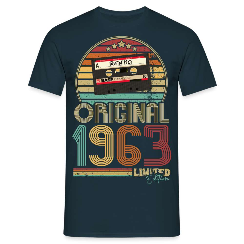 60. Geburtstag Geboren 1963 Retro Kassette Limited Edition Geschenk T-Shirt - Navy