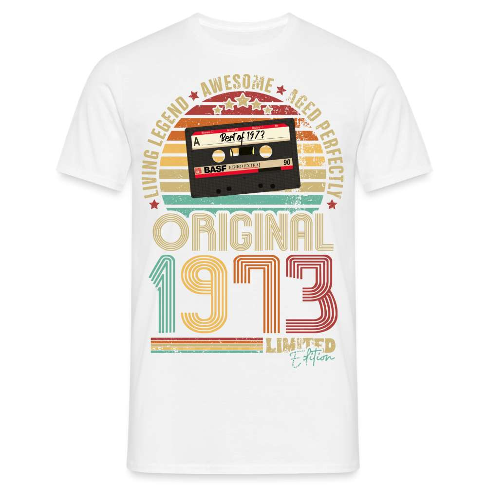 50. Geburtstag Geboren 1973 Retro Kassette Limited Edition Geschenk T-Shirt - weiß