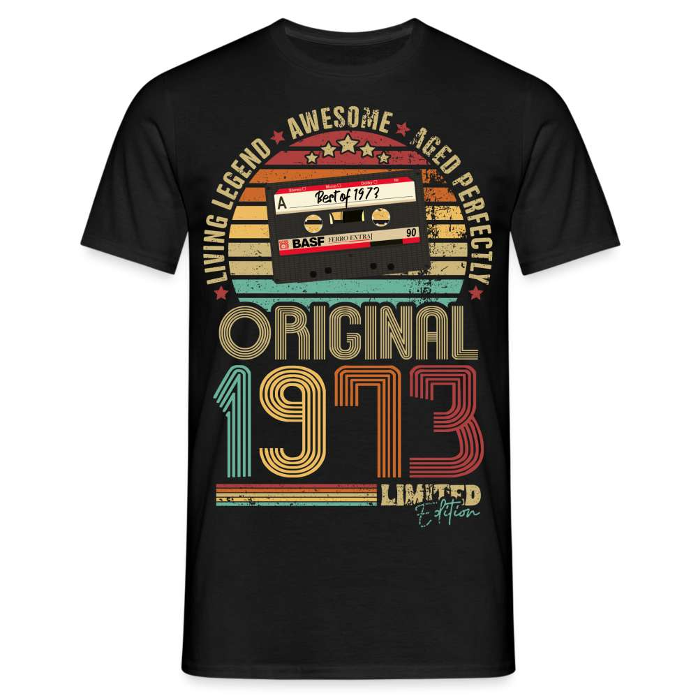 50. Geburtstag Geboren 1973 Retro Kassette Limited Edition Geschenk T-Shirt - Schwarz