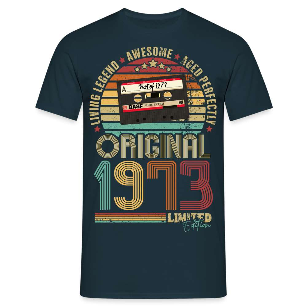 50. Geburtstag Geboren 1973 Retro Kassette Limited Edition Geschenk T-Shirt - Navy