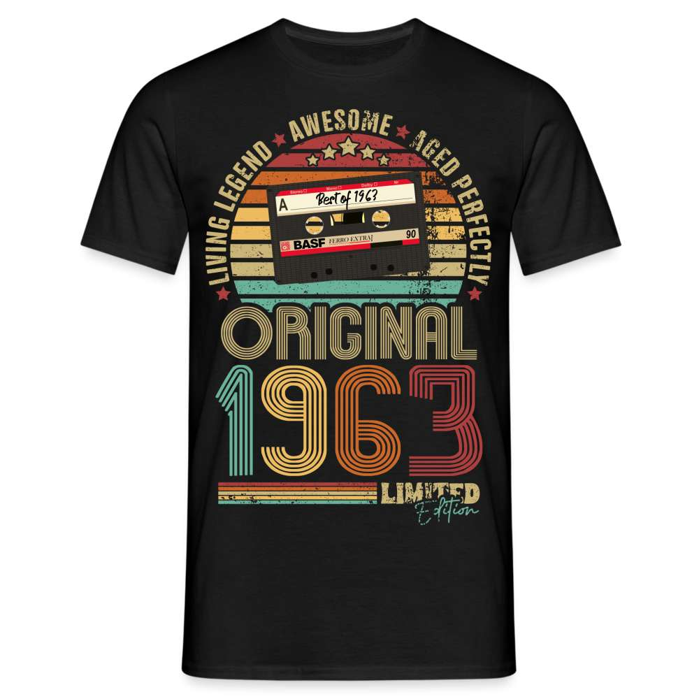 60. Geburtstag Geboren 1963 Retro Kassette Limited Edition Geschenk T-Shirt - Schwarz
