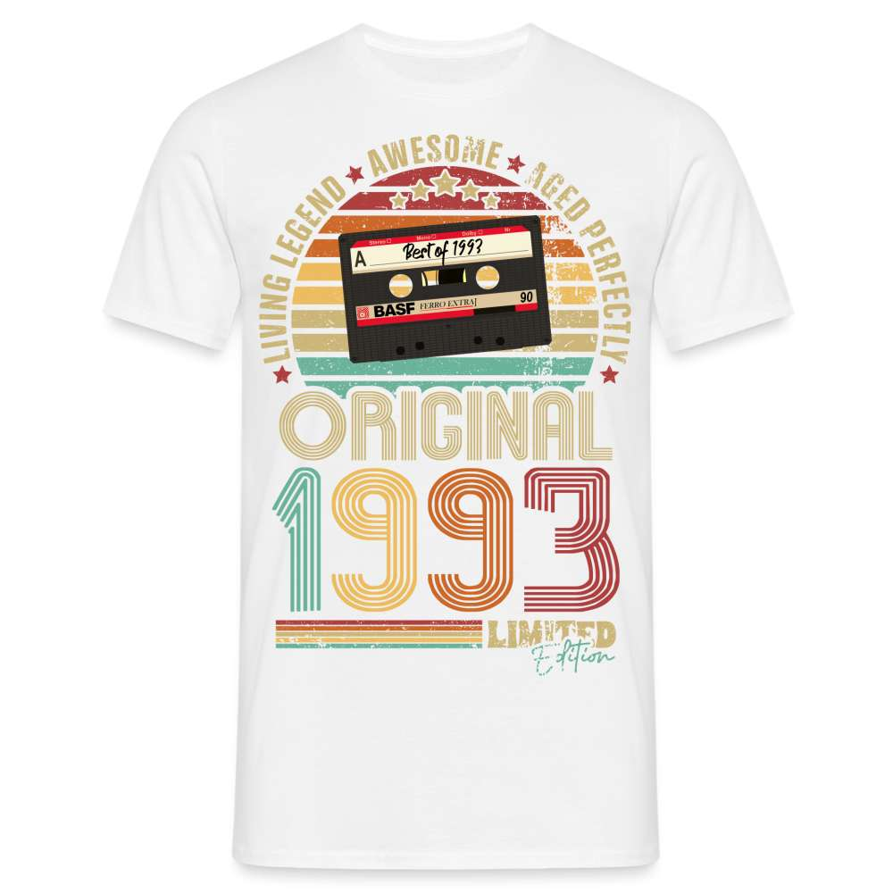 30. Geburtstag Geboren 1993 Retro Kassette Limited Edition Geschenk T-Shirt - weiß