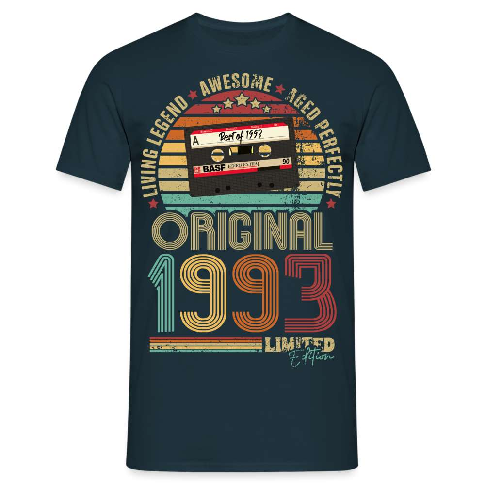 30. Geburtstag Geboren 1993 Retro Kassette Limited Edition Geschenk T-Shirt - Navy