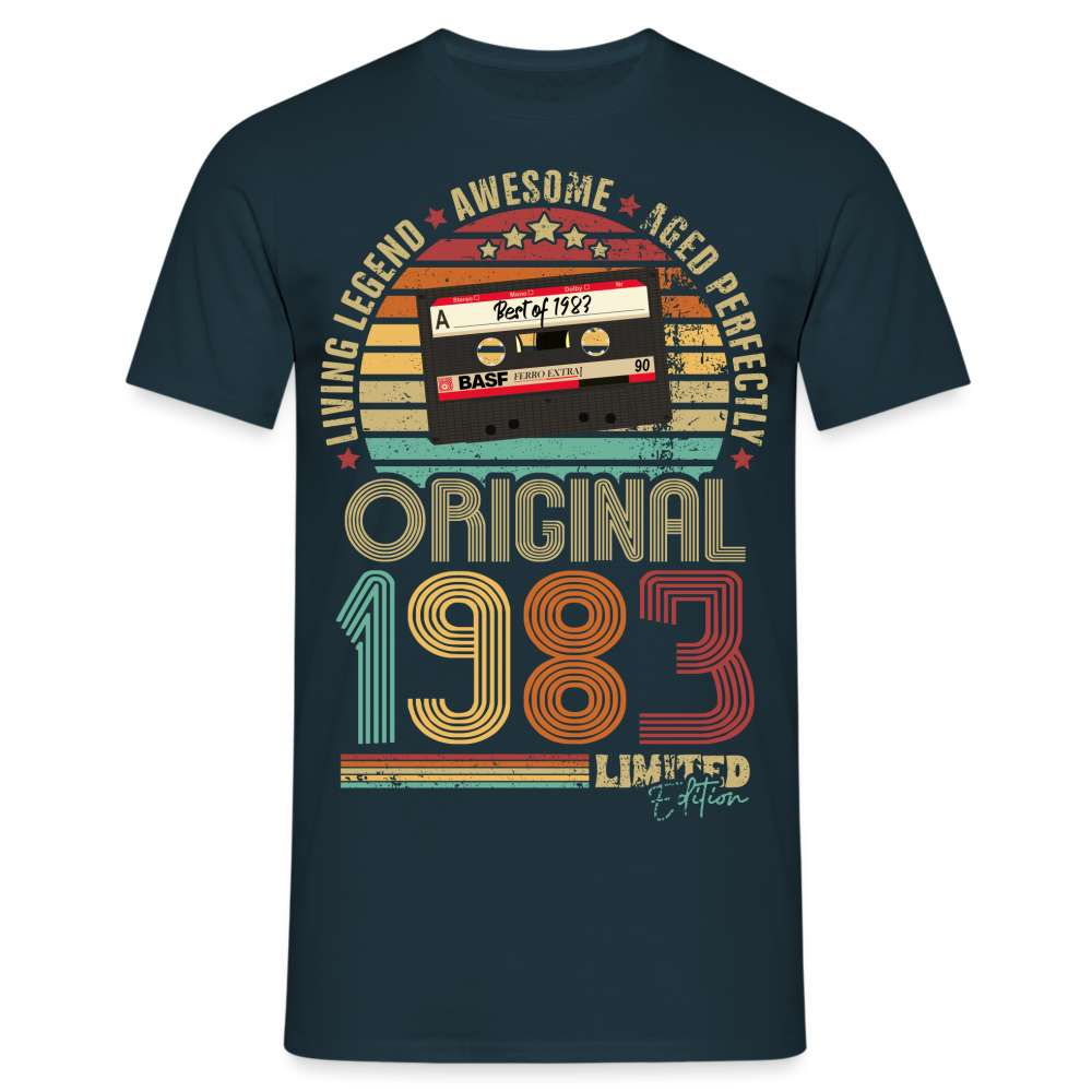 40. Geburtstag Geboren 1983 Retro Kassette Limited Edition Geschenk T-Shirt - Navy