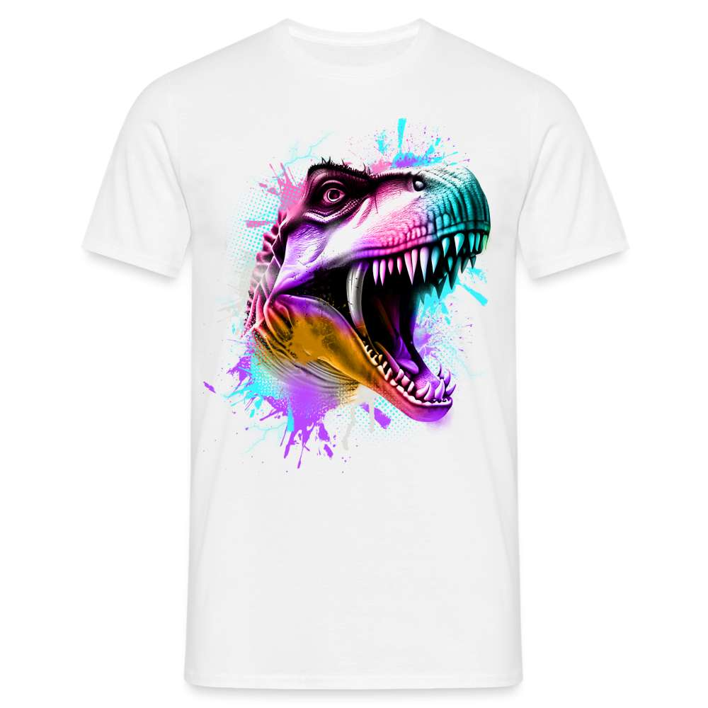 Dinosaurier T-Rex Bunt Retro Style T-Shirt - weiß