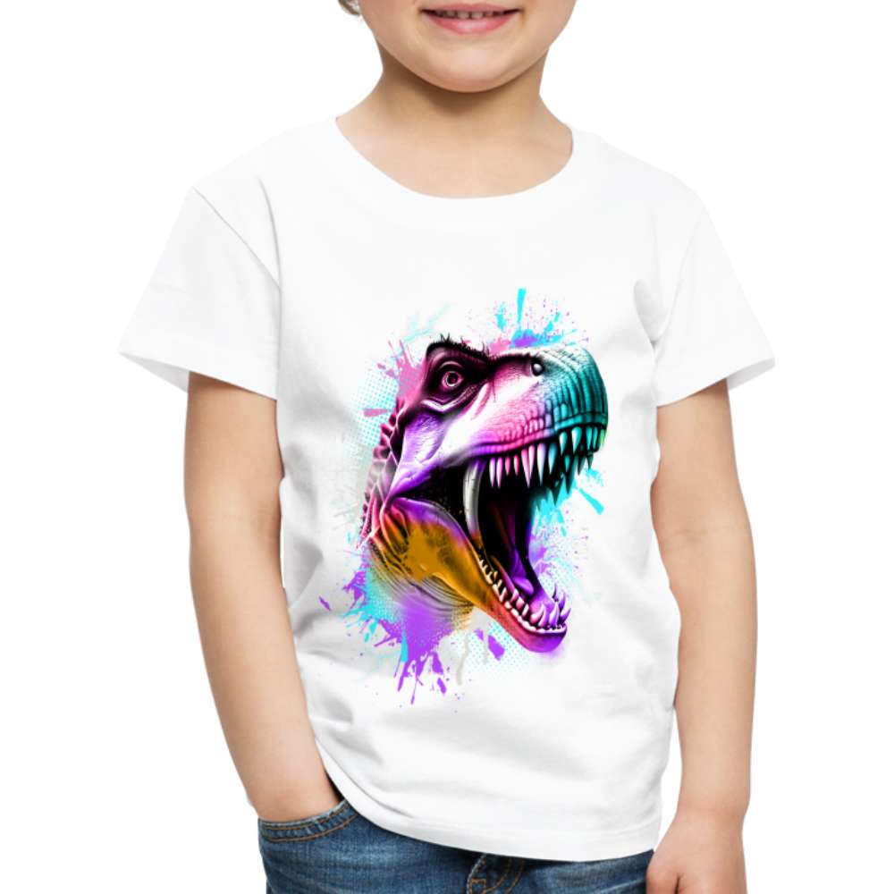 Dinosaurier T-Rex Bunt Retro Style Kinder Premium T-Shirt - weiß