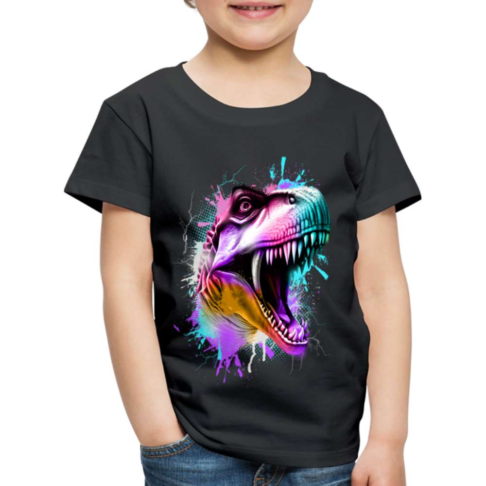 Dinosaurier T-Rex Bunt Retro Style Kinder Premium T-Shirt - Schwarz