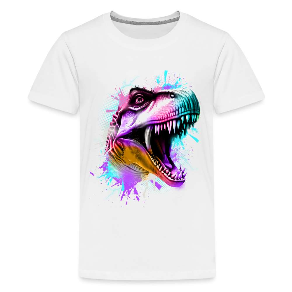 Dinosaurier T-Rex Bunt Retro Style Teenager Premium T-Shirt - weiß