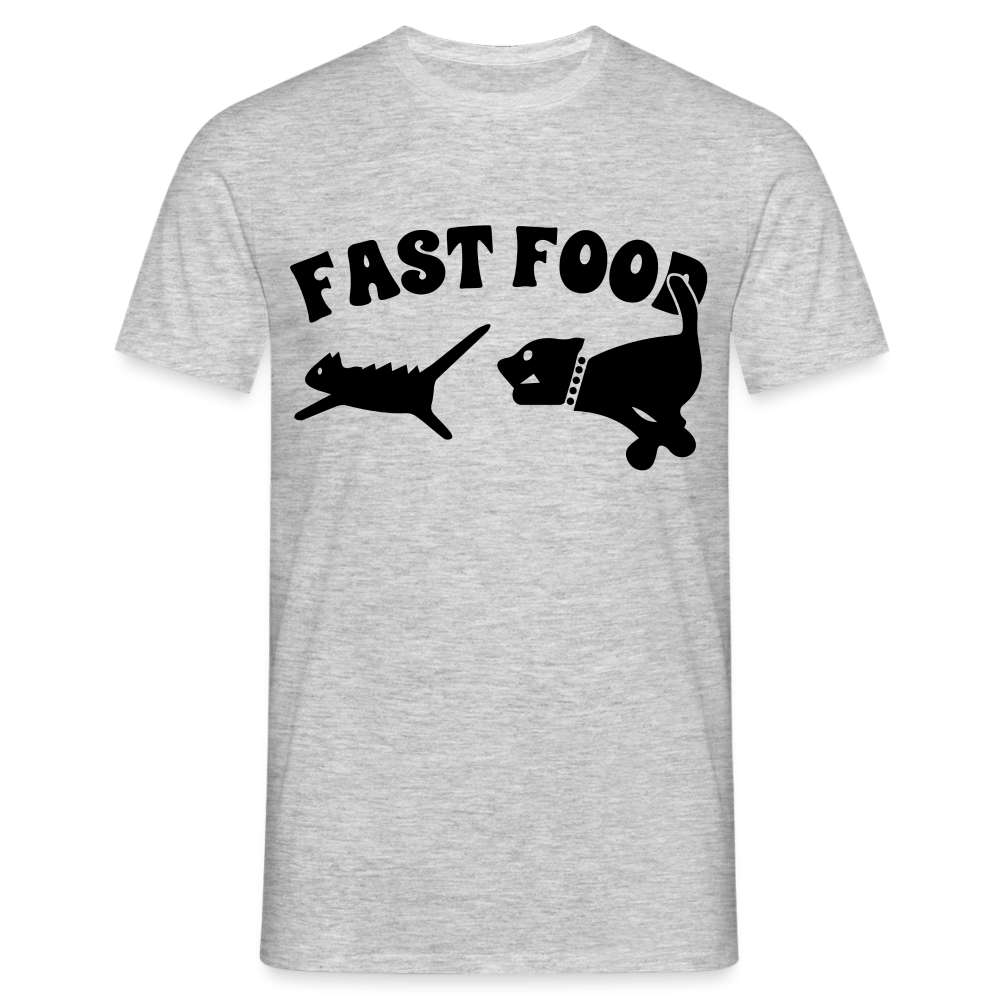 Hund Jagt Katze Fast Food Lustiges T-Shirt - Grau meliert