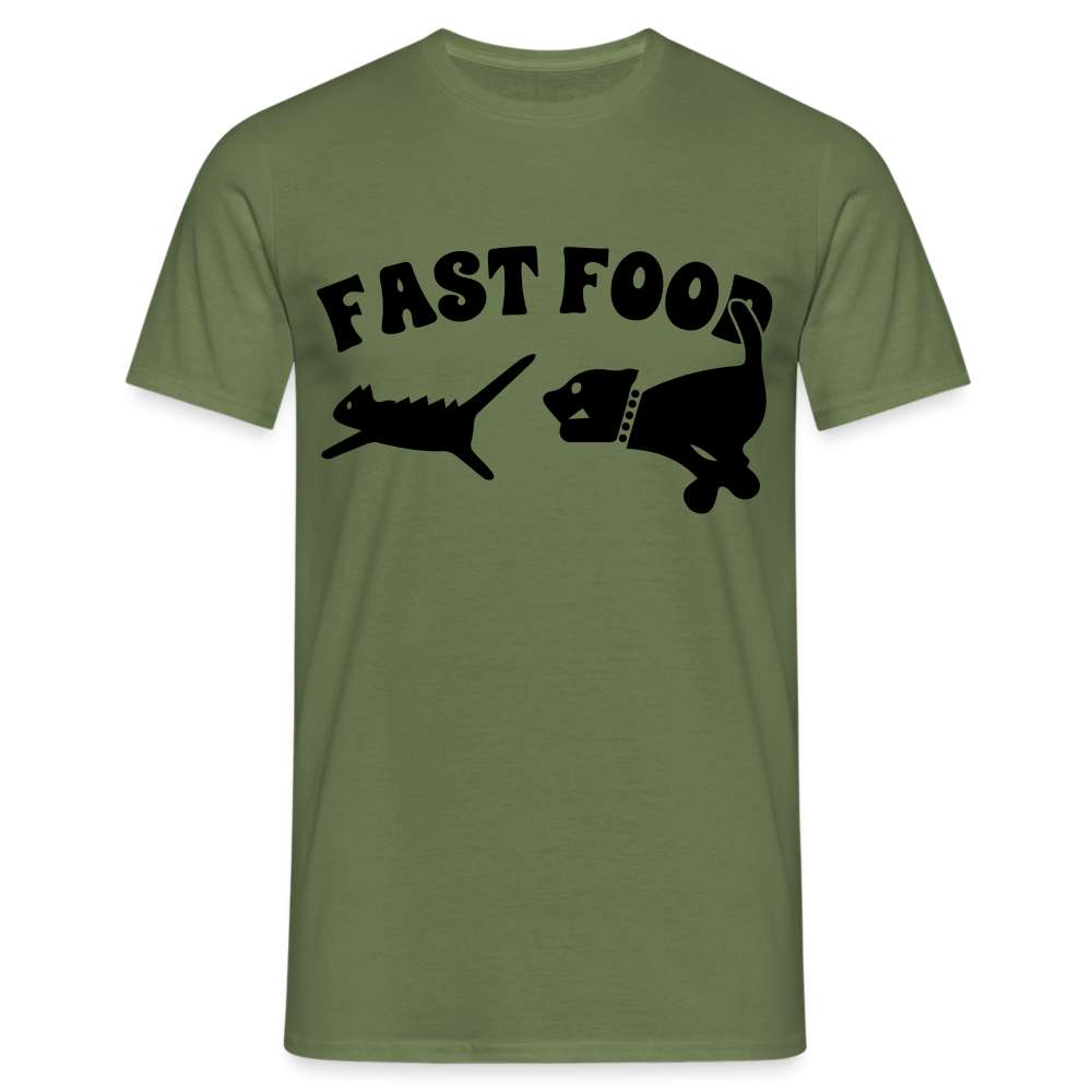 Hund Jagt Katze Fast Food Lustiges T-Shirt - Militärgrün