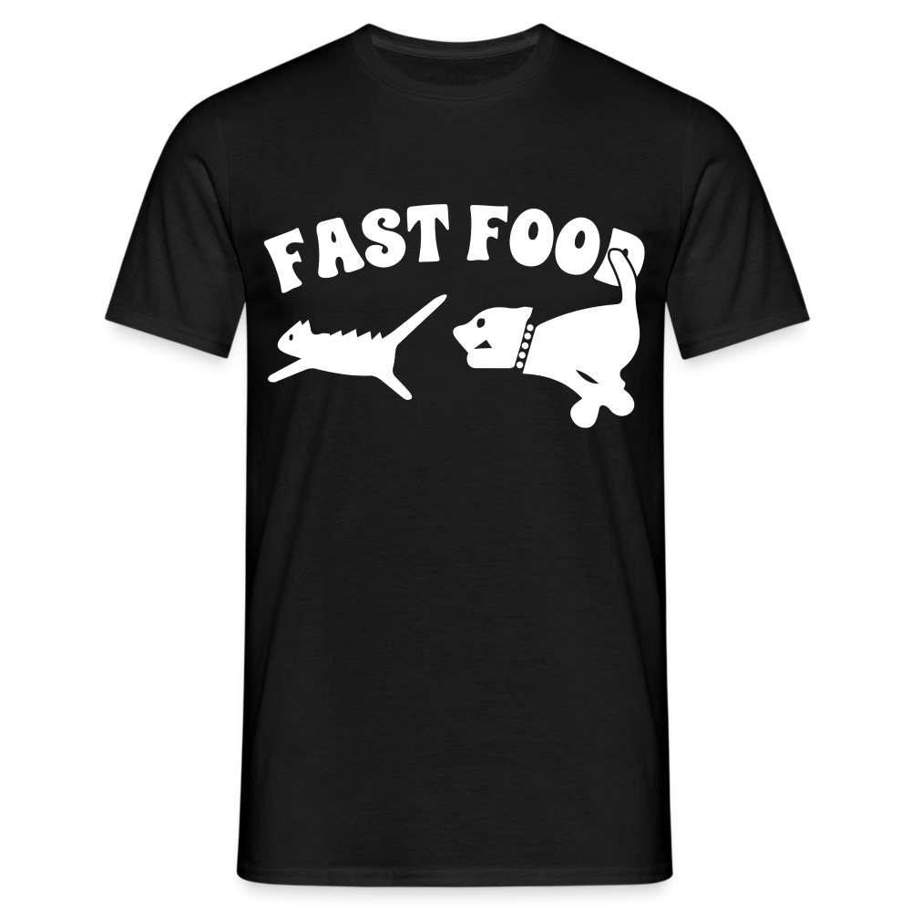 Hund Jagt Katze Fast Food Lustiges T-Shirt - Schwarz