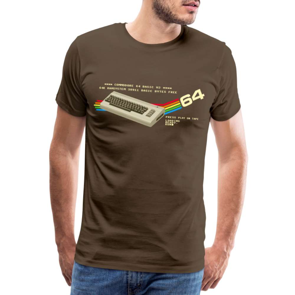 C64 Retro Gaming PC Premium T-Shirt - Edelbraun