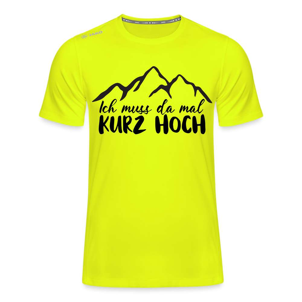 Wandern Berge Klettern Bergsteigen Bergmenschen Muss da mal kurz hoch Jako Shirt - Neongelb