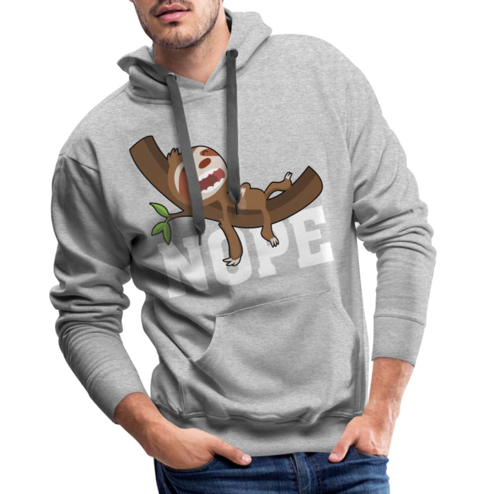 Lustiges Faultier - NOPE - Keine Lust - Premium Hoodie - Grau meliert