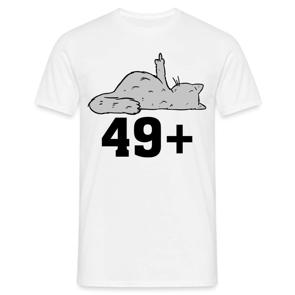 50. Geburtstag 49+ Katze Mittelfinger Lustiges Geschenk T-Shirt - weiß