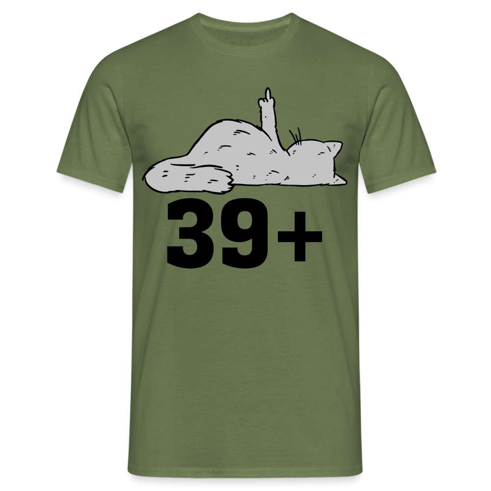 40. Geburtstag 39+ Katze Mittelfinger Lustiges Geschenk T-Shirt - Militärgrün