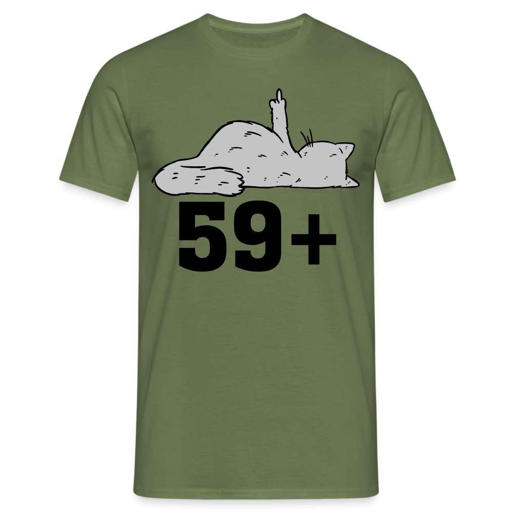 60. Geburtstag 59+ Katze Mittelfinger Lustiges Geschenk T-Shirt - Militärgrün