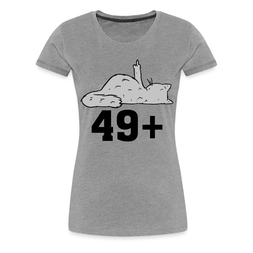 50. Geburtstag 49+ Katze Mittelfinger Lustiges Geschenk Frauen T-Shirt - Grau meliert