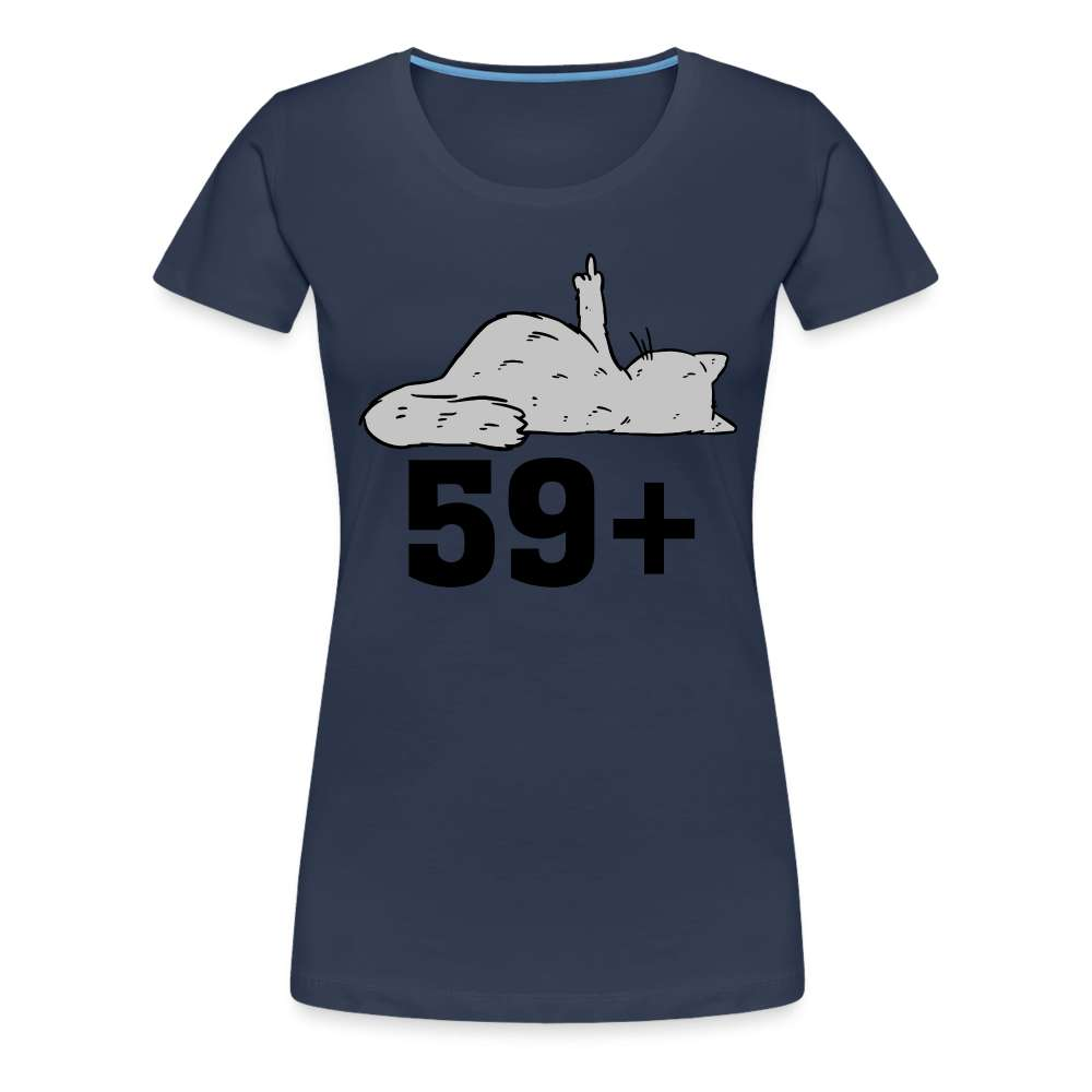 60. Geburtstag 59+ Katze Mittelfinger Lustiges Geschenk Frauen T-Shirt - Navy