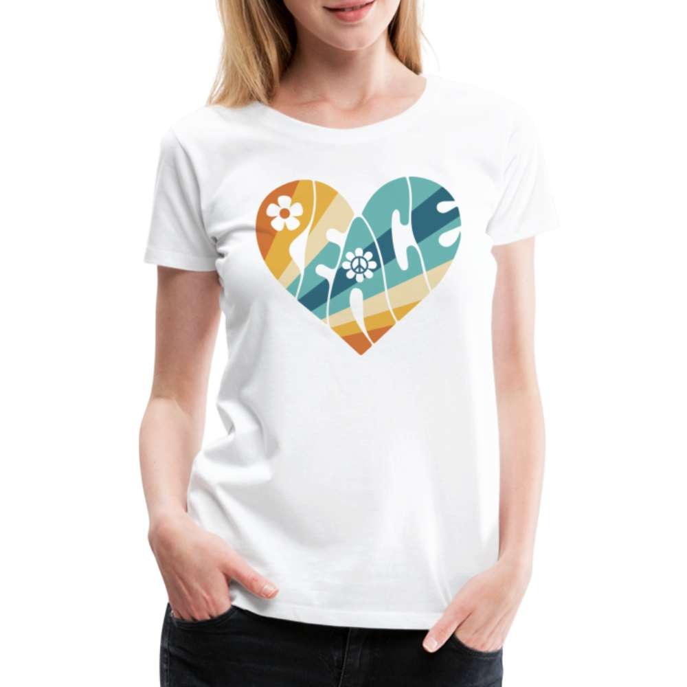 70s Peace Herz Hippie Style Frauen Premium T-Shirt - weiß