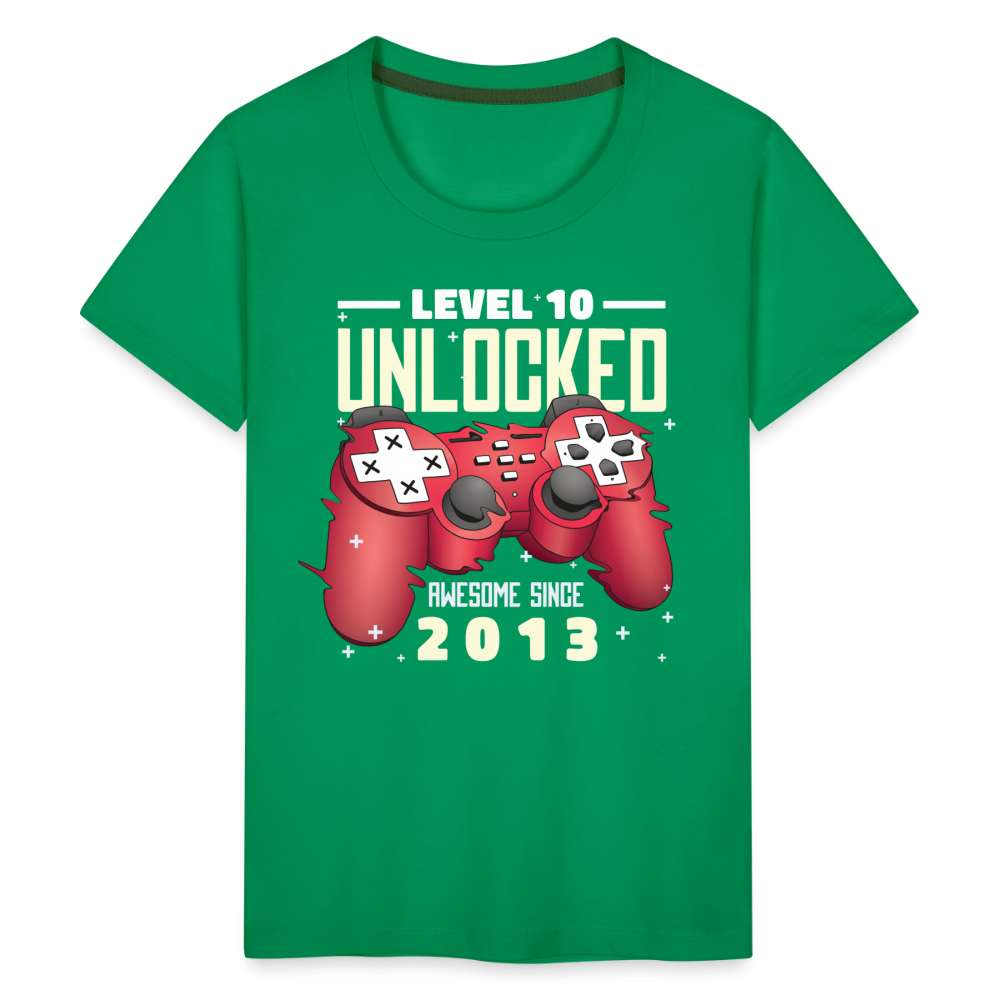 10. Geburtstag Gamer Gaming LEVEL 10 unlocked Teenager T-Shirt - Kelly Green