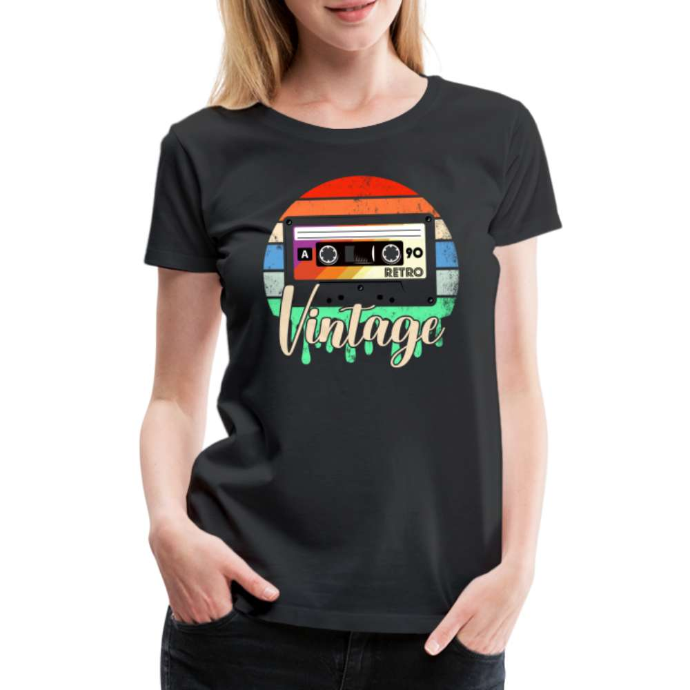 Vintage Retro Musik Kassette 80s Style Frauen Premium T-Shirt - Schwarz