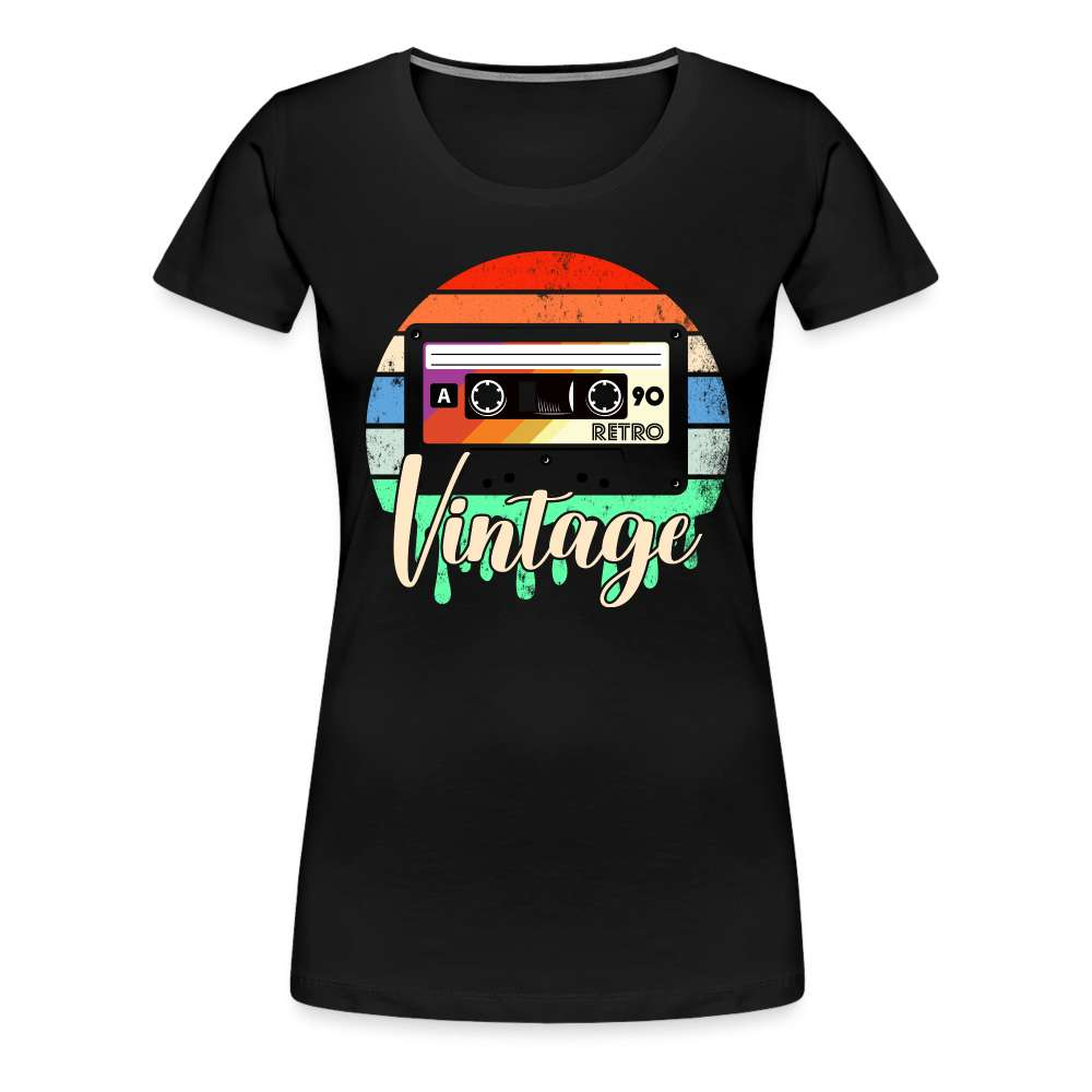 Vintage Retro Musik Kassette 80s Style Frauen Premium T-Shirt - Schwarz