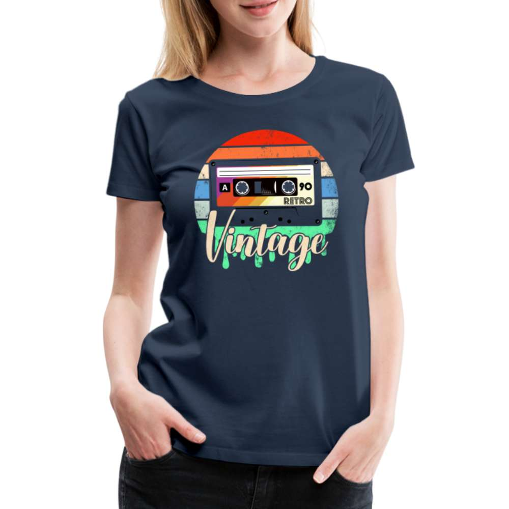 Vintage Retro Musik Kassette 80s Style Frauen Premium T-Shirt - Navy