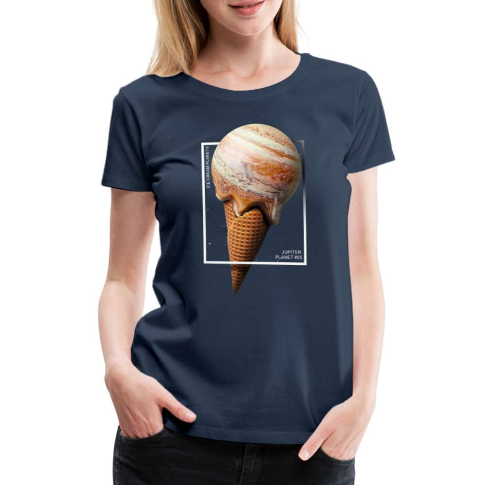 Planet Jupiter Eis Creme Astronomie Lustiges Frauen Geschenk T-Shirt - Navy