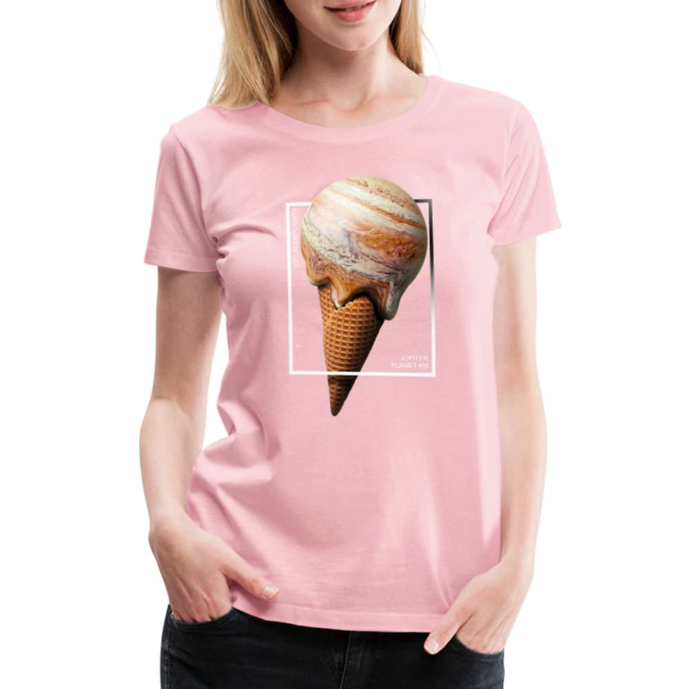 Planet Jupiter Eis Creme Astronomie Lustiges Frauen Geschenk T-Shirt - Hellrosa