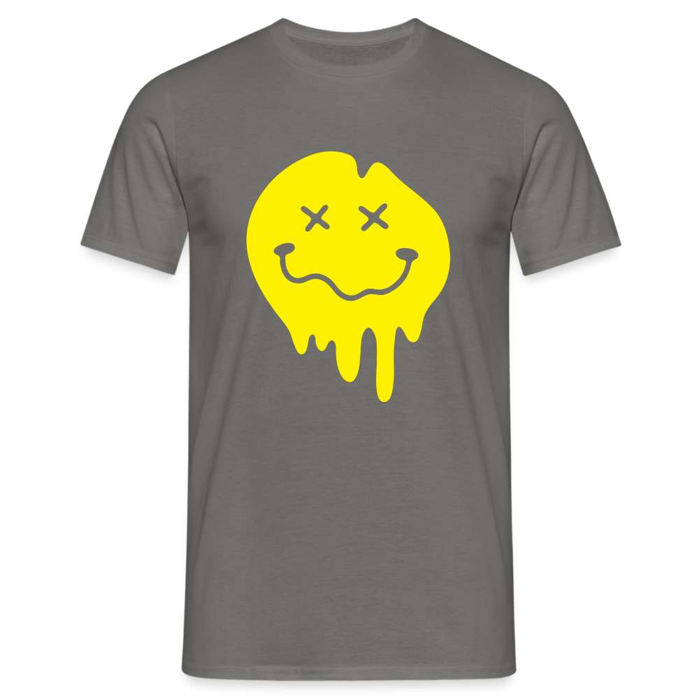 Lustiges Smiley zerlaufenes Emoji T-Shirt - Graphit