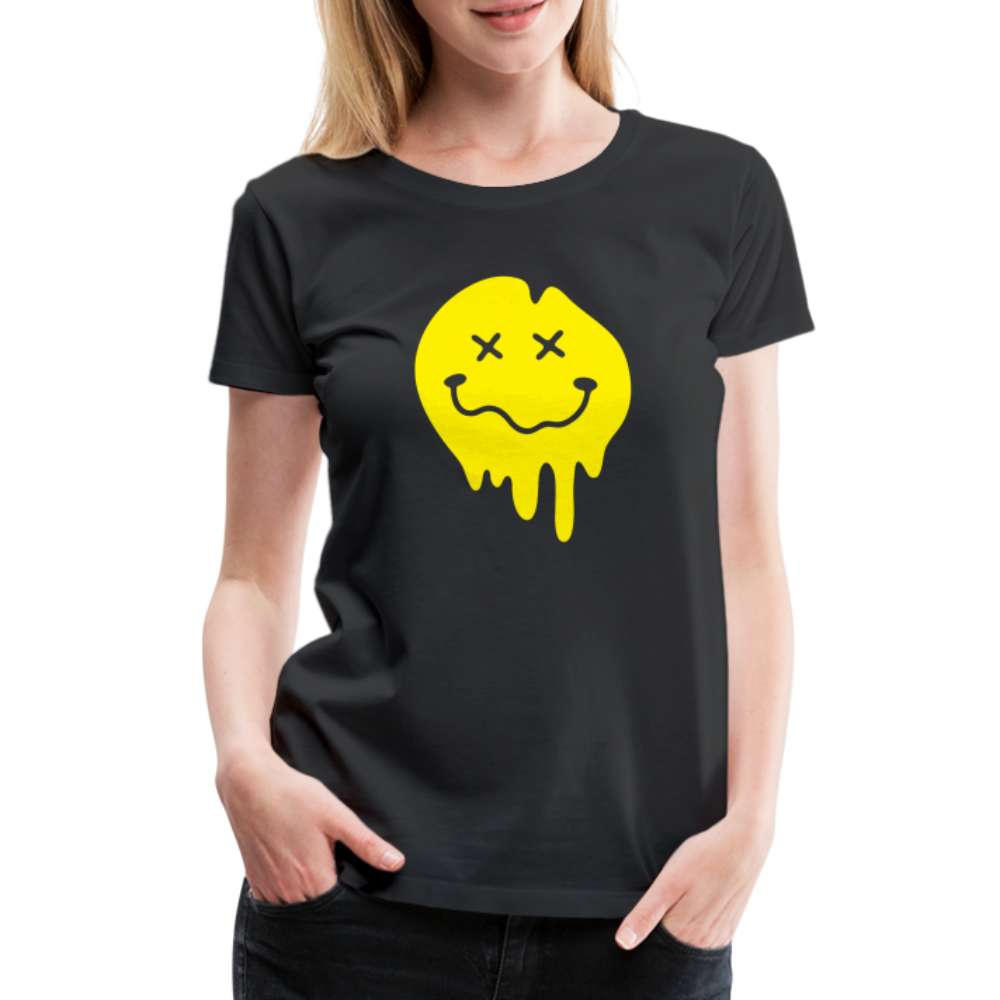 Lustiges Smiley zerlaufenes Emoji Frauen Premium T-Shirt - Schwarz