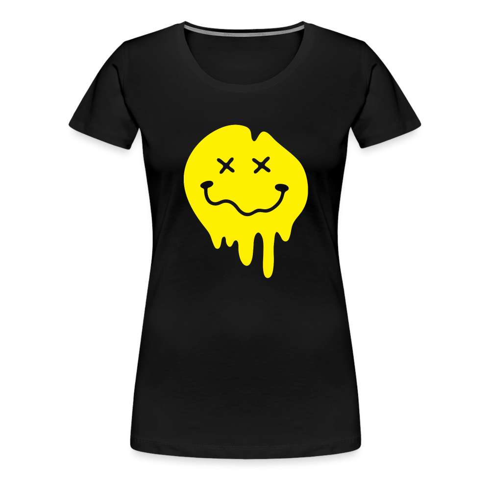 Lustiges Smiley zerlaufenes Emoji Frauen Premium T-Shirt - Schwarz