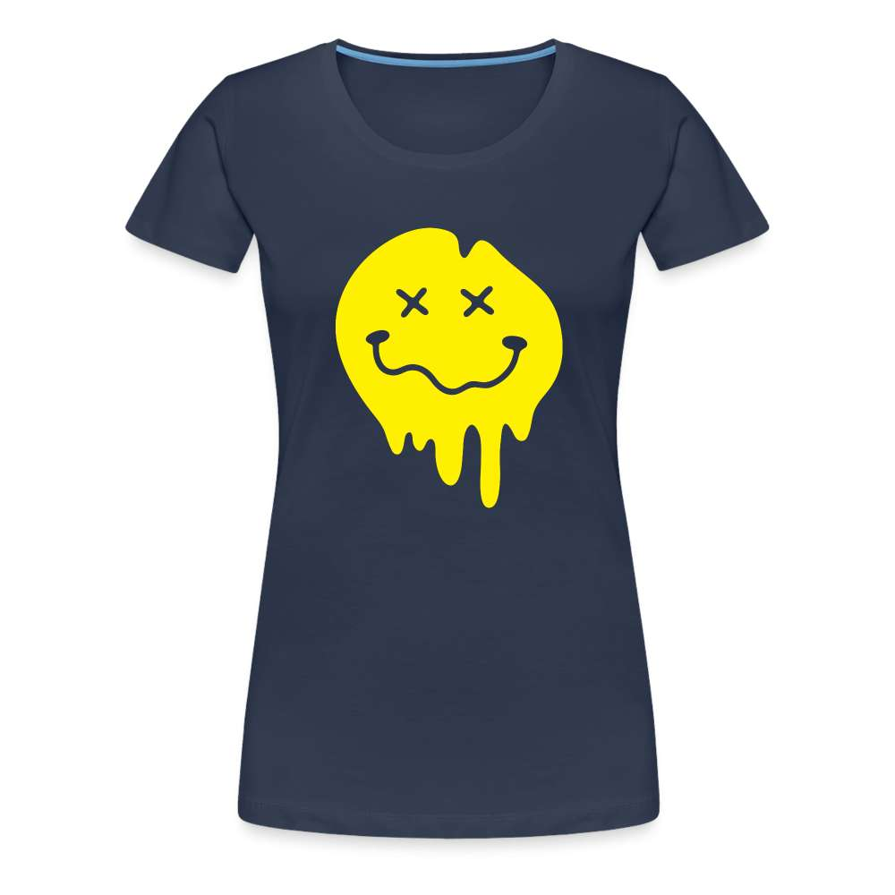 Lustiges Smiley zerlaufenes Emoji Frauen Premium T-Shirt - Navy