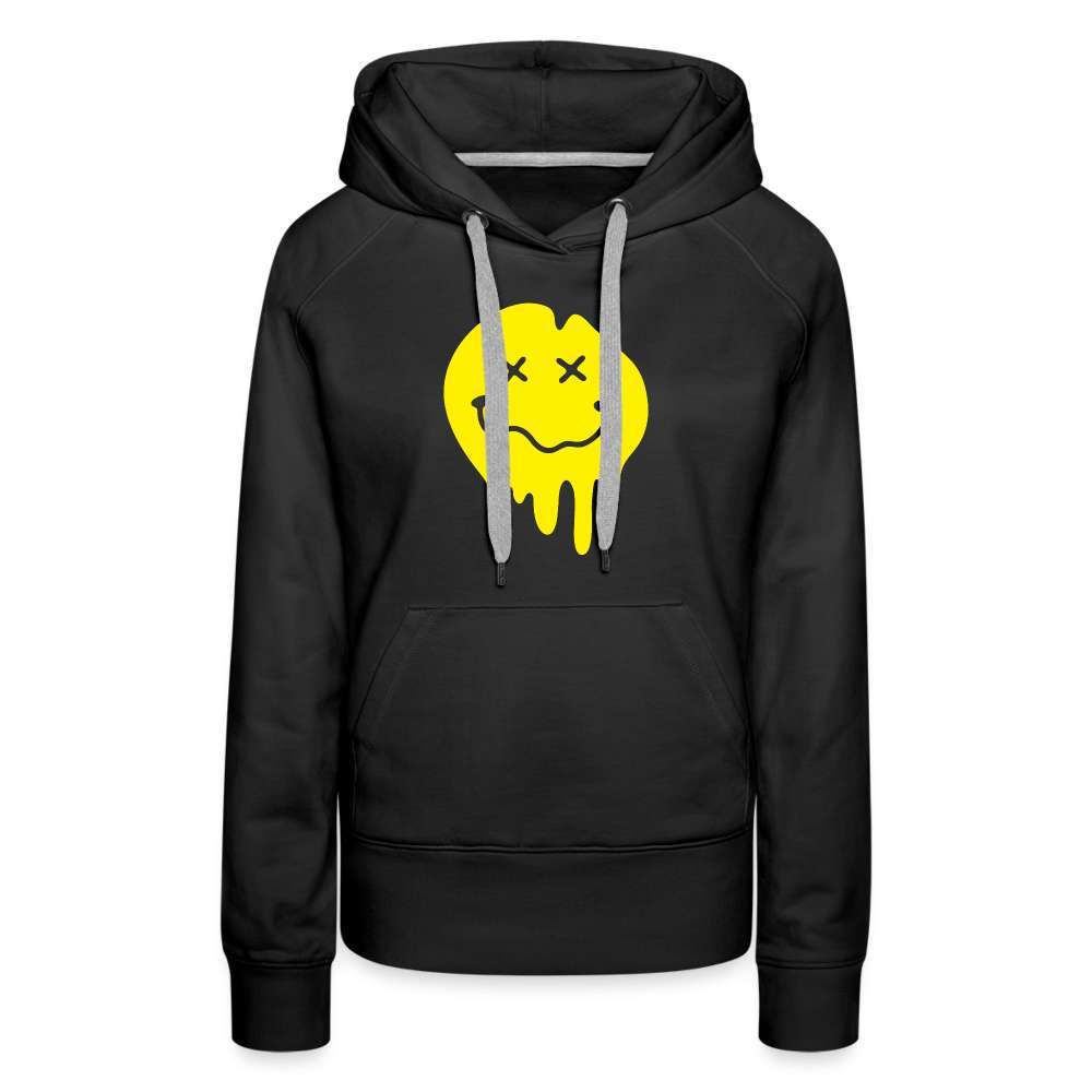 Lustiges Smiley zerlaufenes Emoji Frauen Premium Hoodie - Schwarz