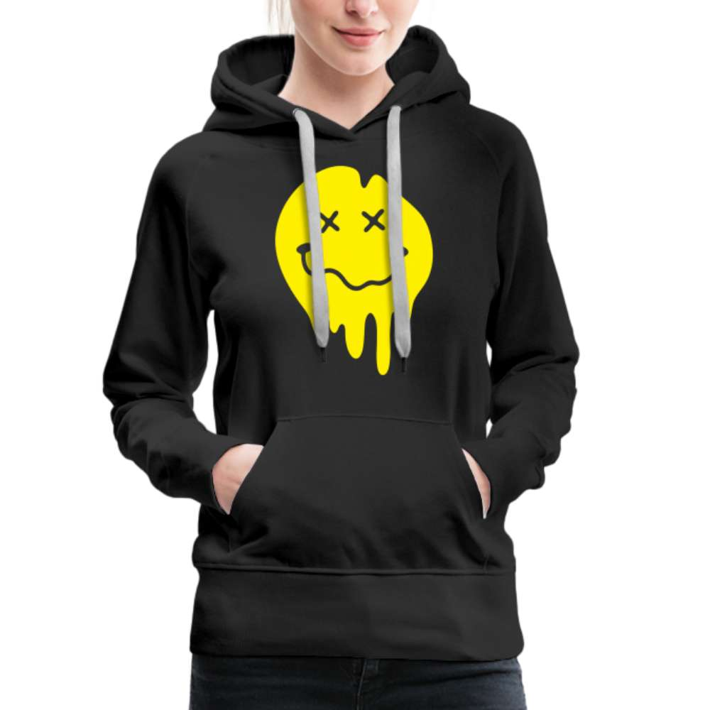 Lustiges Smiley zerlaufenes Emoji Frauen Premium Hoodie - Schwarz