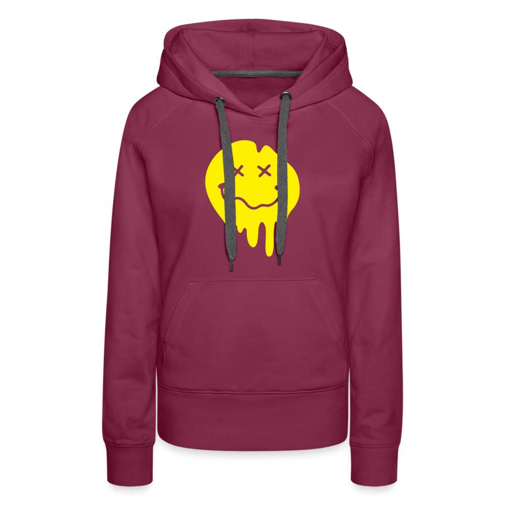 Lustiges Smiley zerlaufenes Emoji Frauen Premium Hoodie - Bordeaux