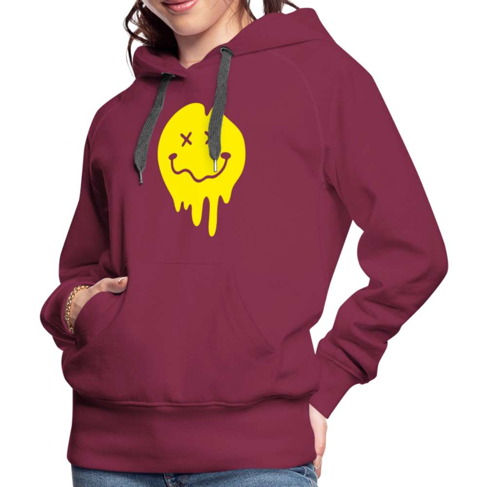 Lustiges Smiley zerlaufenes Emoji Frauen Premium Hoodie - Bordeaux