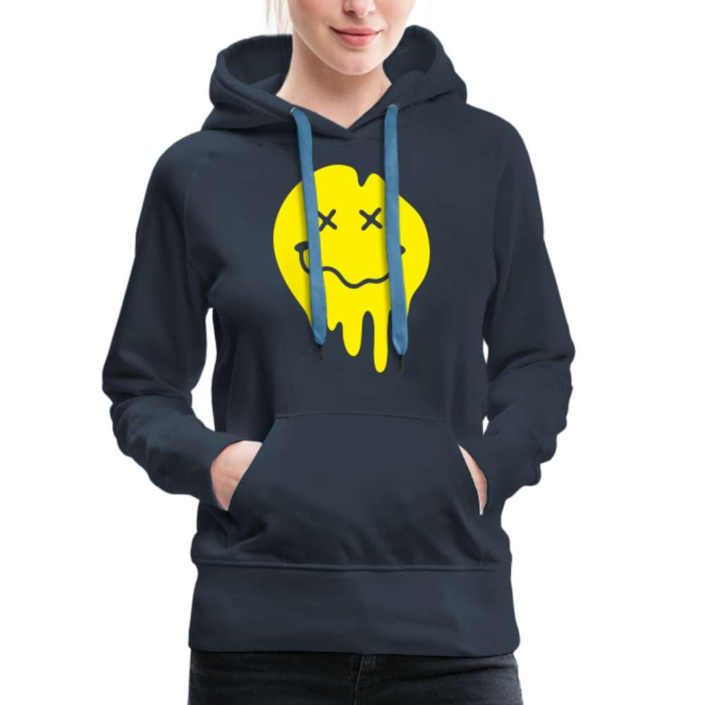 Lustiges Smiley zerlaufenes Emoji Frauen Premium Hoodie - Navy