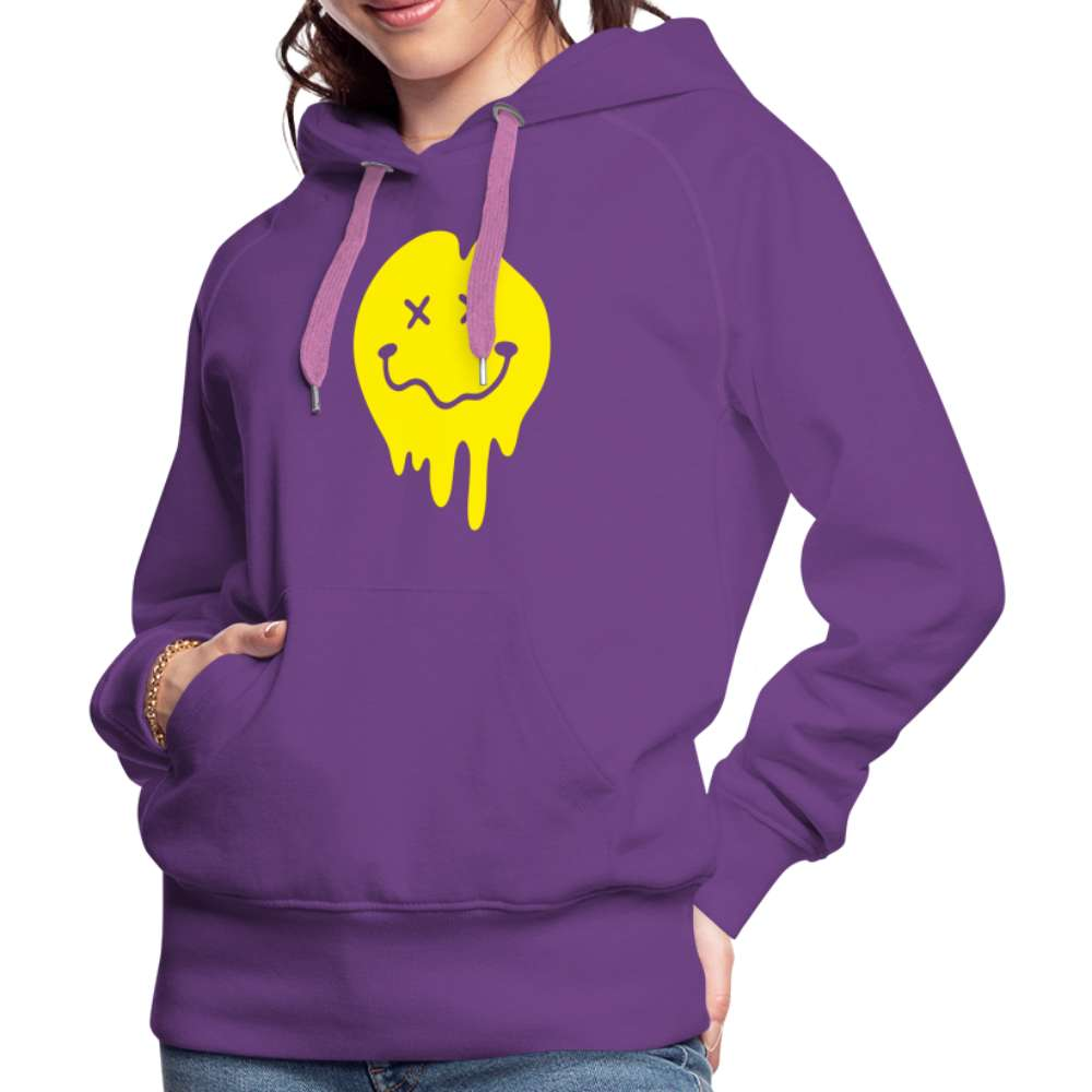 Lustiges Smiley zerlaufenes Emoji Frauen Premium Hoodie - Purple