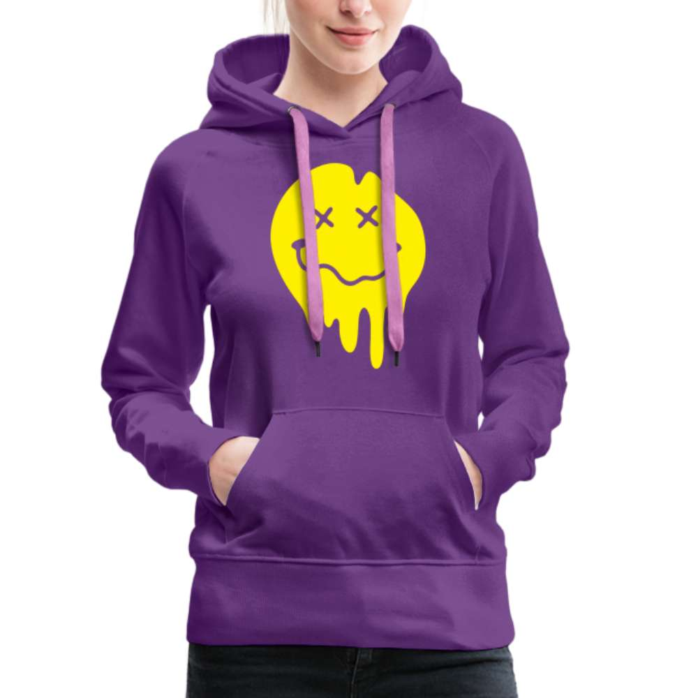 Lustiges Smiley zerlaufenes Emoji Frauen Premium Hoodie - Purple