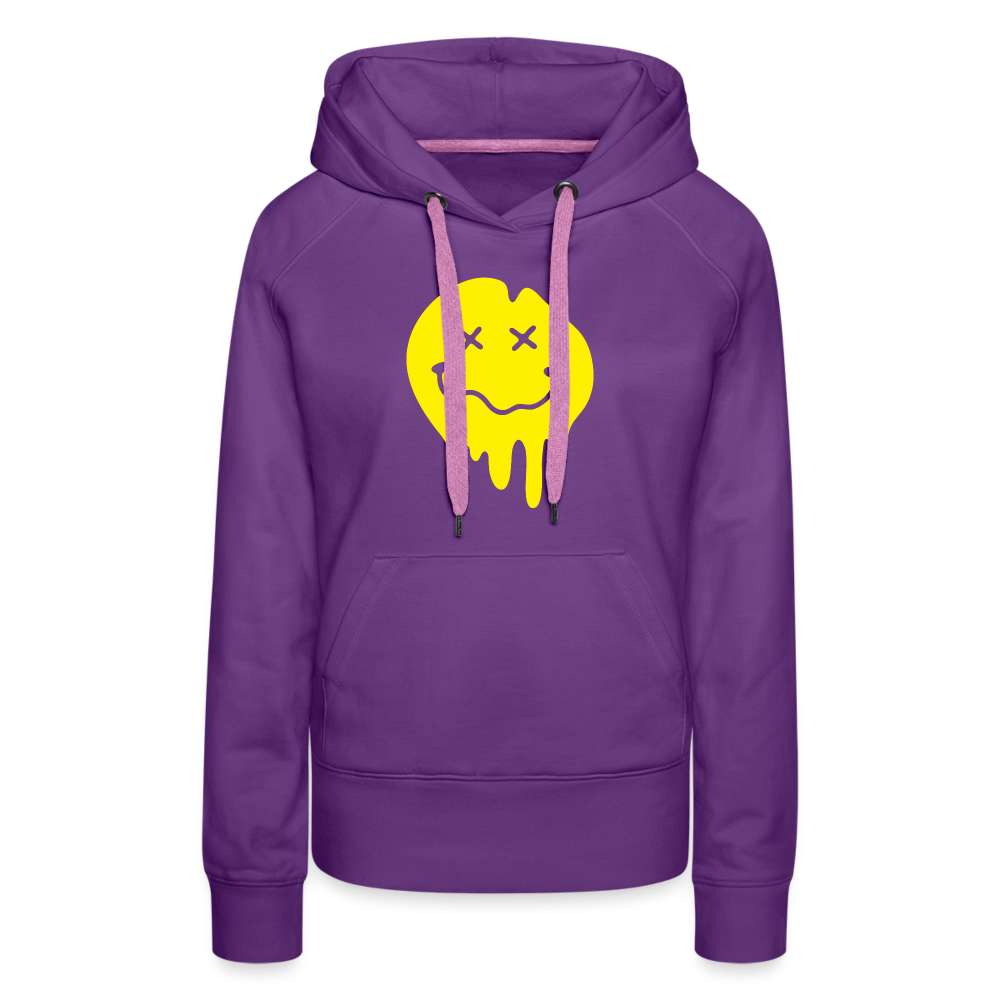 Lustiges Smiley zerlaufenes Emoji Frauen Premium Hoodie - Purple