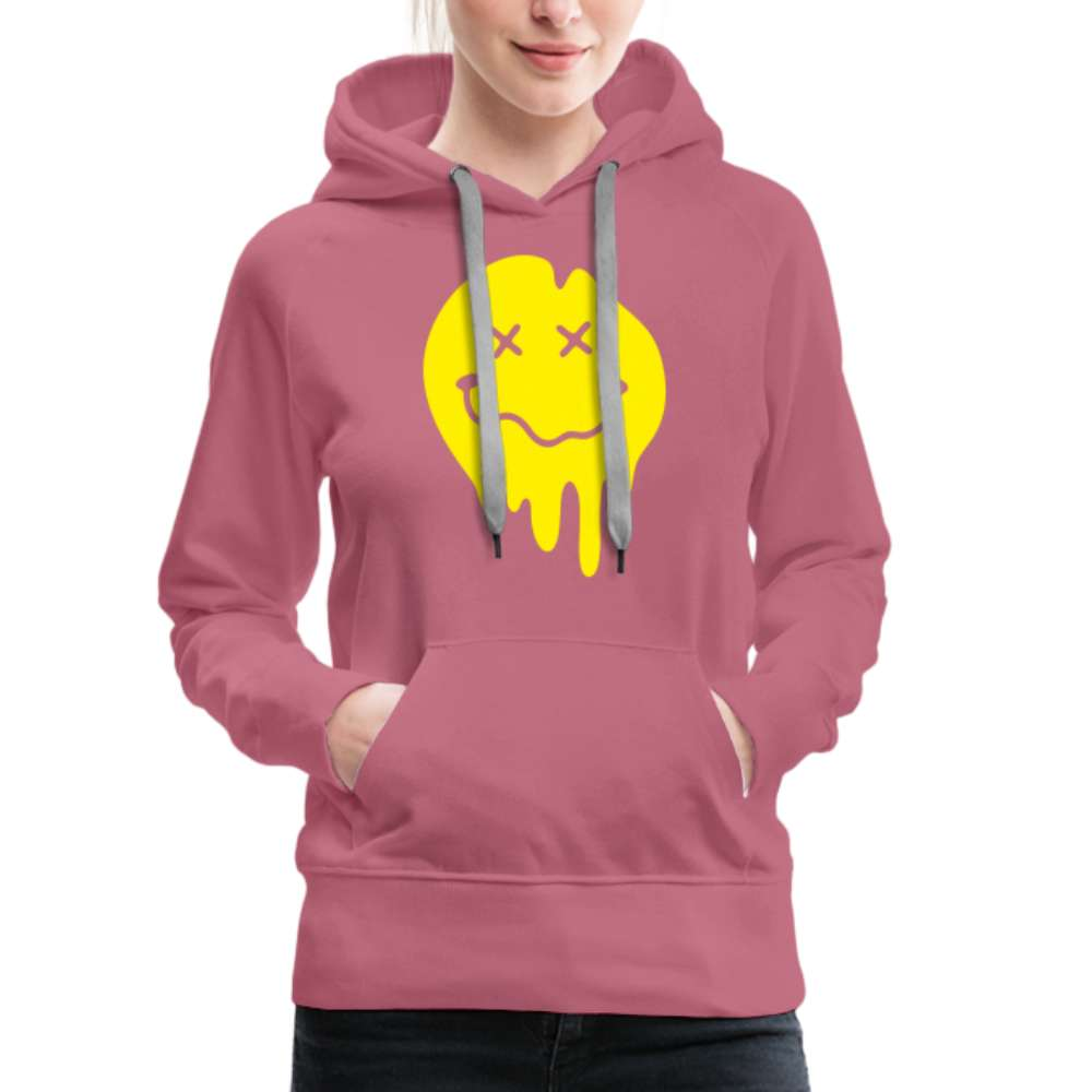 Lustiges Smiley zerlaufenes Emoji Frauen Premium Hoodie - Malve