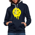 Lustiges Smiley zerlaufenes Emoji Unisex Kontrast-Hoodie - Navy/Grau meliert