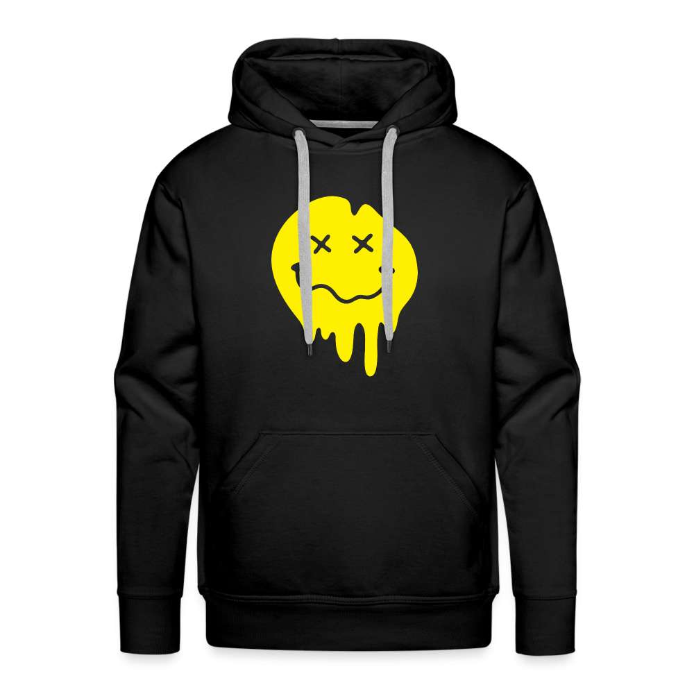 Lustiges Smiley zerlaufenes Emoji Männer Premium Hoodie - Schwarz